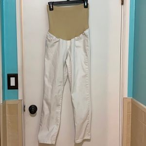 Women’s Aglow Over-The-Belly White Cropped Pants